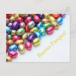italian easter greeting chocolate eggs holiday postcard