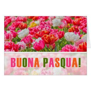 ITALIAN Easter Joyeuses Paques Pink Tulip Garden Cards