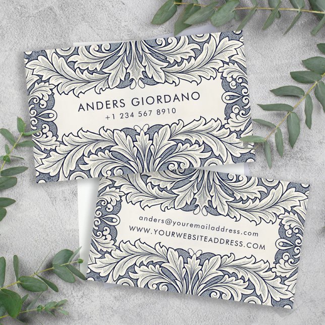 Italian Elegant Damask Sole Owner Company Business Card (Creator Uploaded)