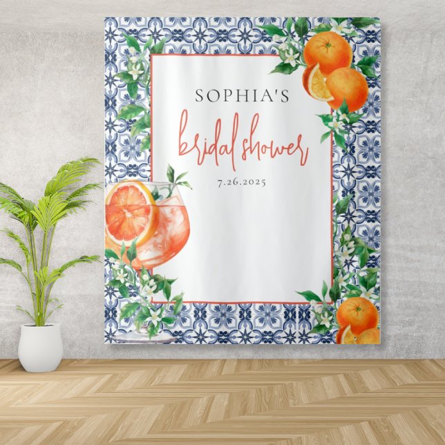 Italian Elegant Spritz Orange Bridal Shower  Tapestry (Creator Uploaded)