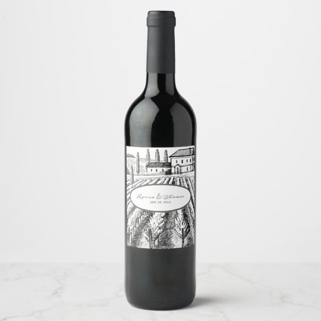 Italian Elegant Vineyard Artistic Custom Wedding Wine Label Zazzle