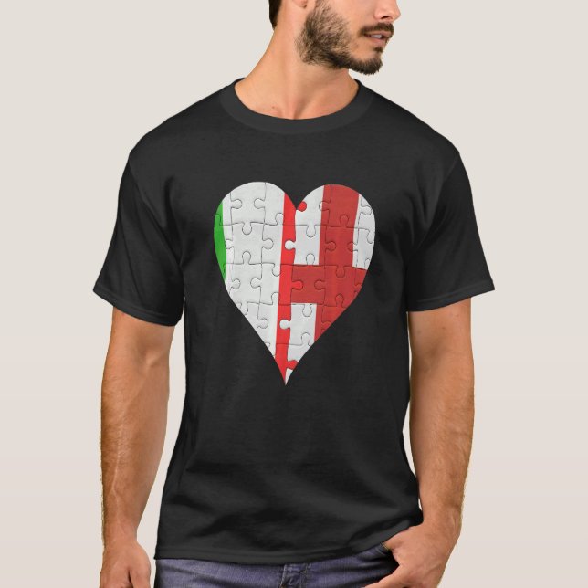 Italian English Flag Heart T-Shirt (Front)