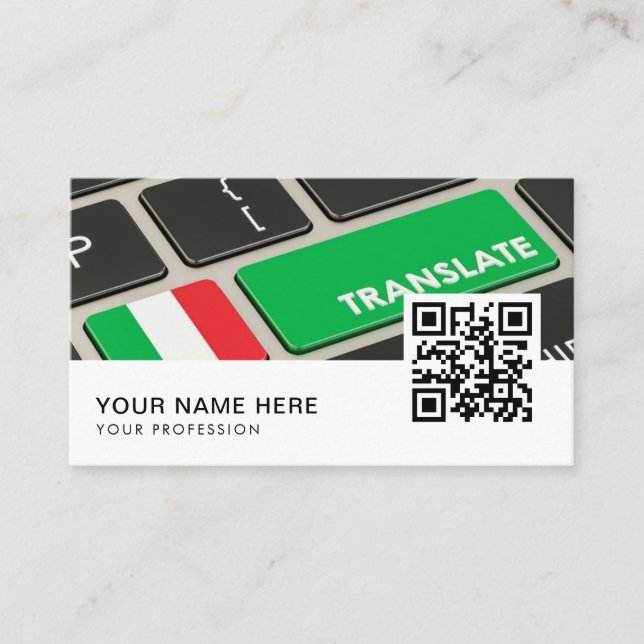 Italian English translator  QR Code  Business Car Business Card (Front)