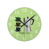 Italian Espresso Coffee Pot Round Clock