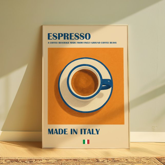 Italian Espresso Wall Art, Retro Minimalist Coffee Poster (Espresso Art Poster)