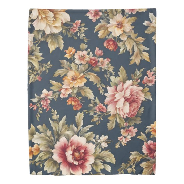 Italian Exquisite Beautiful Floral Pattern Duvet Cover (Front)