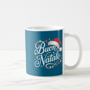 Italian Family Christmas Lights Red Santa Hat Buon Coffee Mug