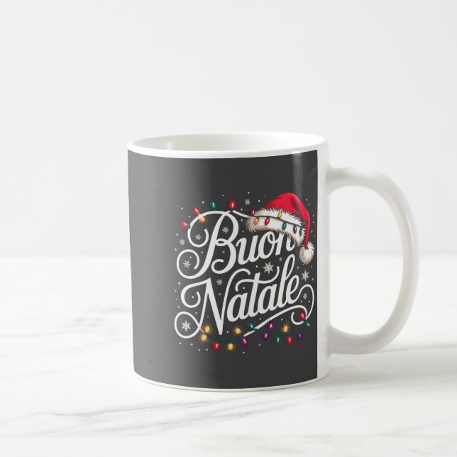 Italian Family Christmas Lights Red Santa Hat Buon Coffee Mug (Right)