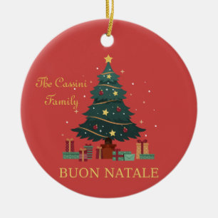 Italian Family Name Buon Natale Custom Tree Ceramic Ornament