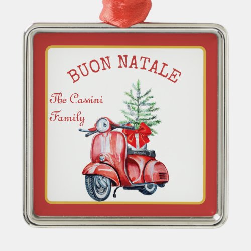 Italian Family Name Buon Natale Custom Tree Metal Ornament