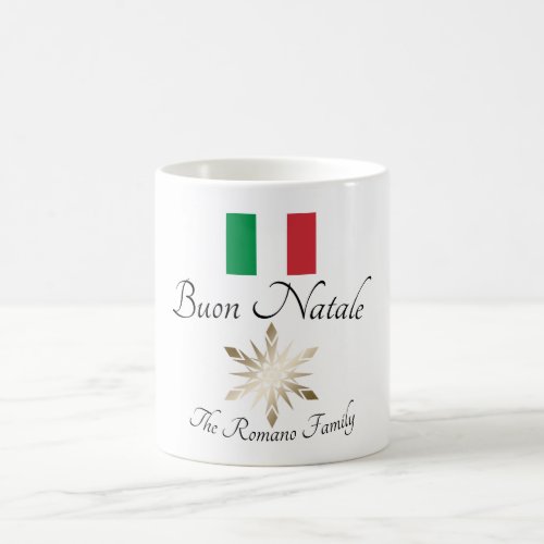 Italian Family Name Buon Natale Flag and Snowflake Coffee Mug