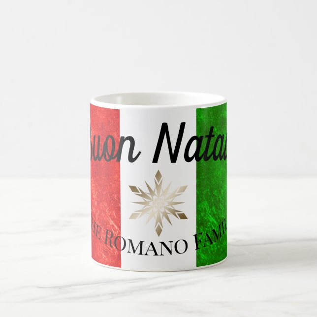 Italian Family Name Buon Natale Flag Christmas Coffee Mug (Center)