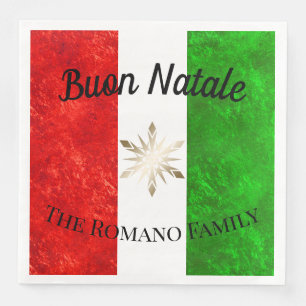 Italian Family Name Buon Natale Flag Christmas Paper Dinner Napkins