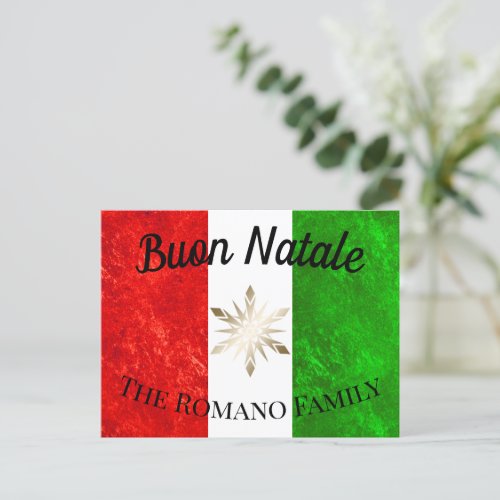 Italian Family Name Buon Natale Flag Christmas Postcard