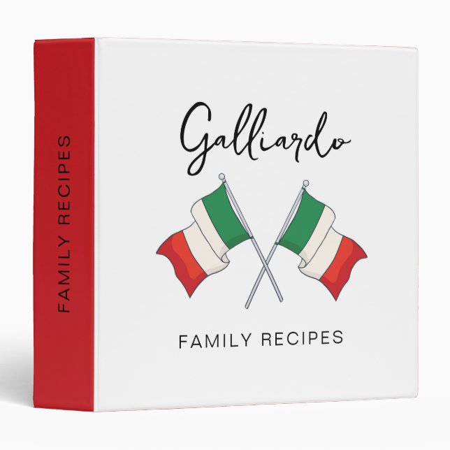 Italian Family Recipe Cook Book 3 Ring Binder (Front/Spine)