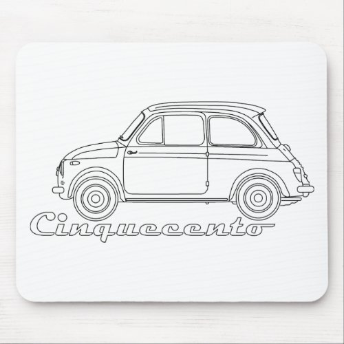 Italian Fiat Cinquecento 500 cc Oldtimer Blueprint Mouse Pad