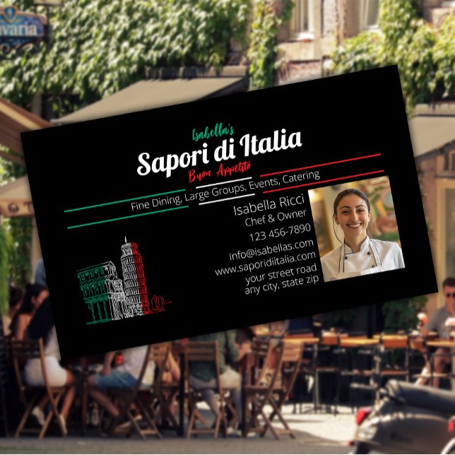 Italian Fine Dining Restaurant Chef Business Card (Creator Uploaded)