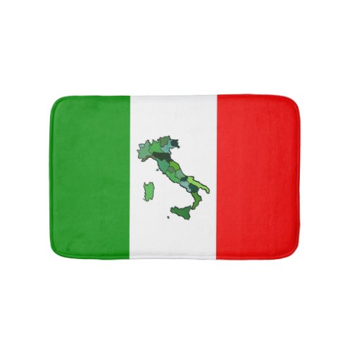Italian Flag and Map of Italy Bathroom Mat