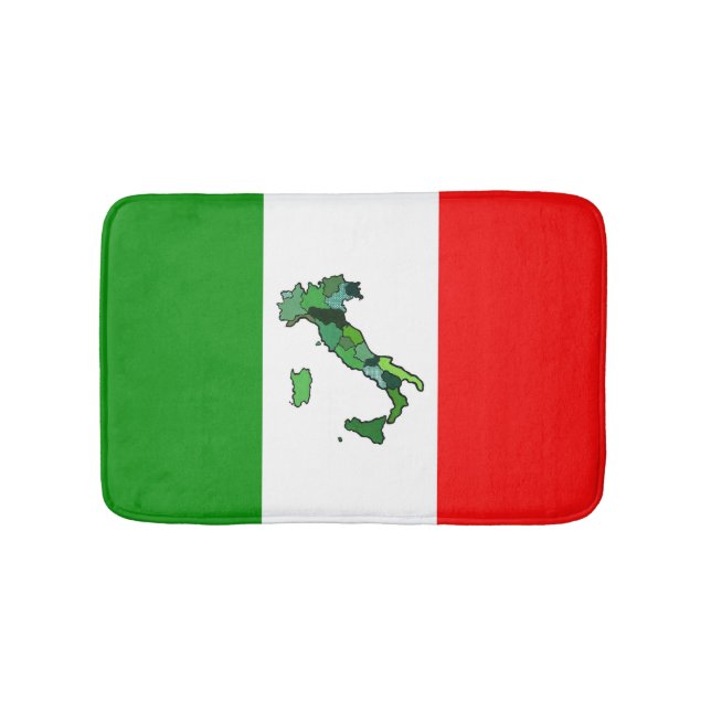 Italian Flag and Map of Italy Bathroom Mat (Front)