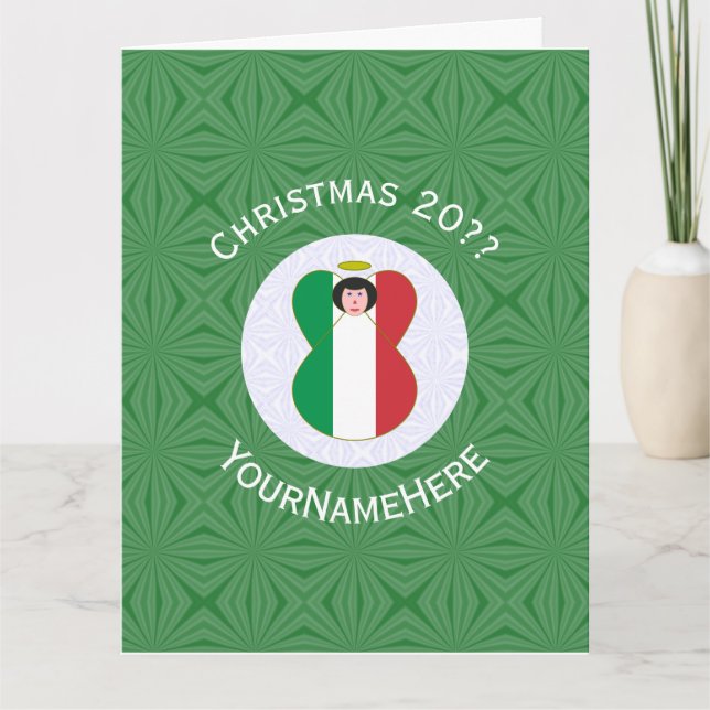 Italian Flag Angel Christmas Personalized  Card (Front)