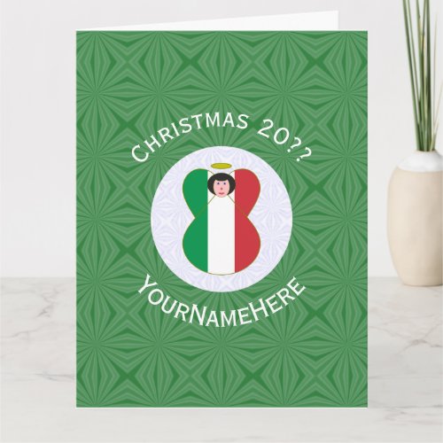 Italian Flag Angel Christmas Personalized  Card