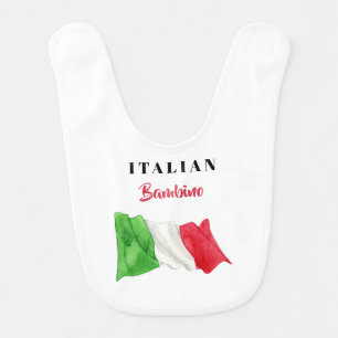 *~* Italian Flag Baby Boy Bambino Watercolor Baby Bib