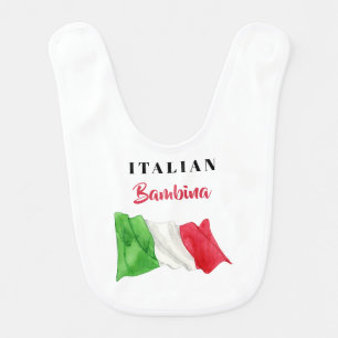 *~* Italian Flag Baby Girl Bambina Watercolor Bib