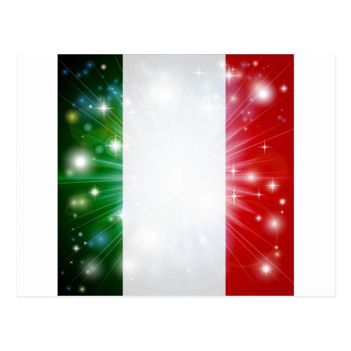 Italian flag background post card