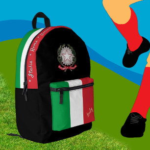 Italian Flag backpack, Italy, patriot black Printed Backpack