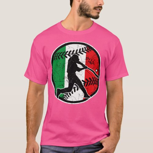 Italian Flag Baseball Hitter Italy Baseball Fan It T_Shirt