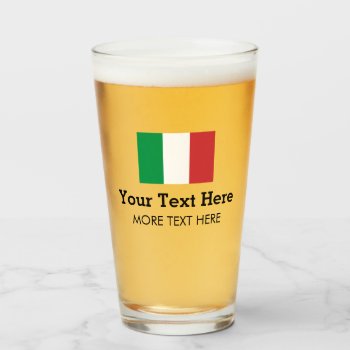 Italian Flag Beer Glass Gift With Custom Text by iprint at Zazzle