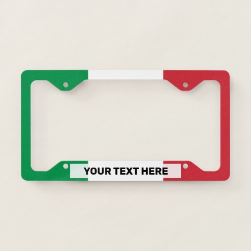 Italian Flag Black Text Personalized License Plate Frame