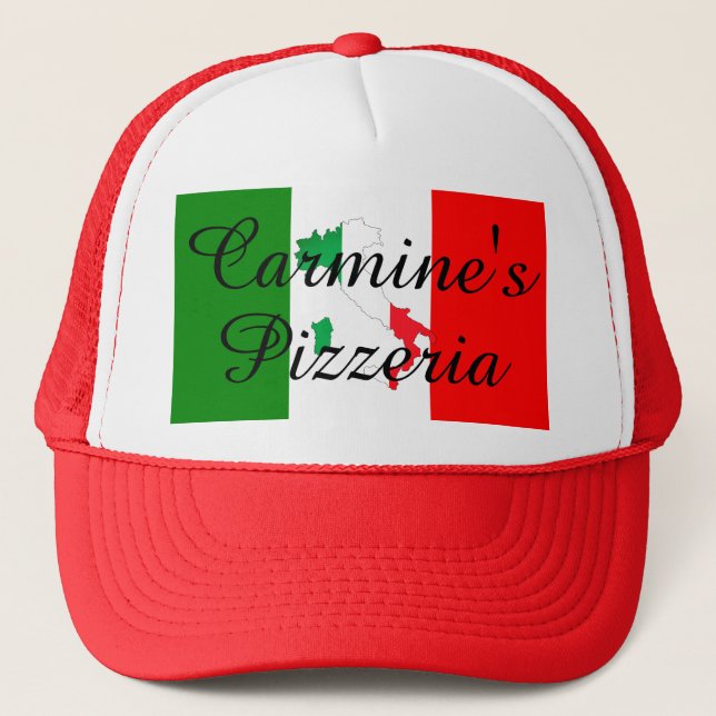 Italian Flag Boot of Italy Business Pizzeria Hat (Front)