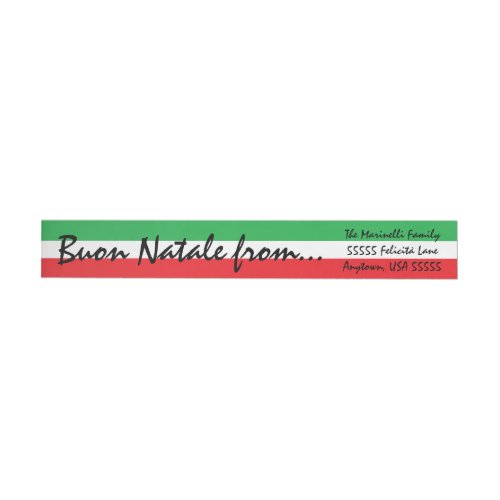 Italian Flag Buon Natale Christmas Greeting Return Wrap Around Address Label