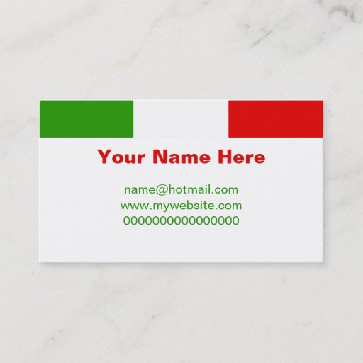Customizable Italian Flag Business Cards