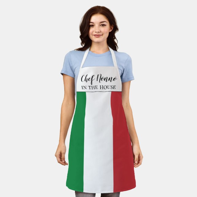 Italian Flag Chef Nonno Funny Gift Apron (Worn)