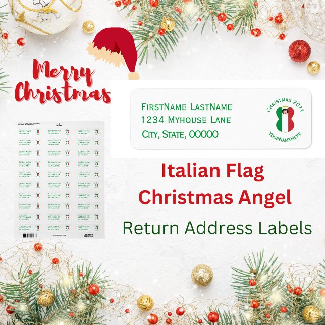 Italian Flag Christmas Angel Return Address  Label (Creator Uploaded)