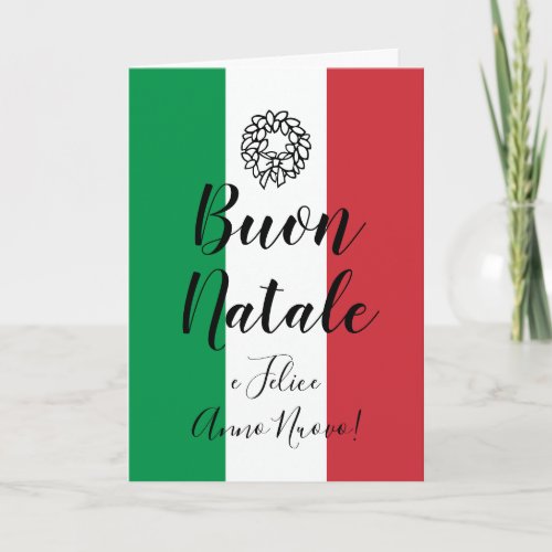 Italian flag Christmas greeting card  Buon Natale