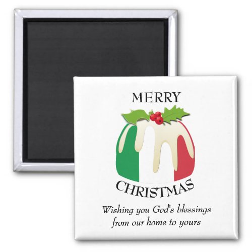 ITALIAN FLAG Christmas Pudding Magnet