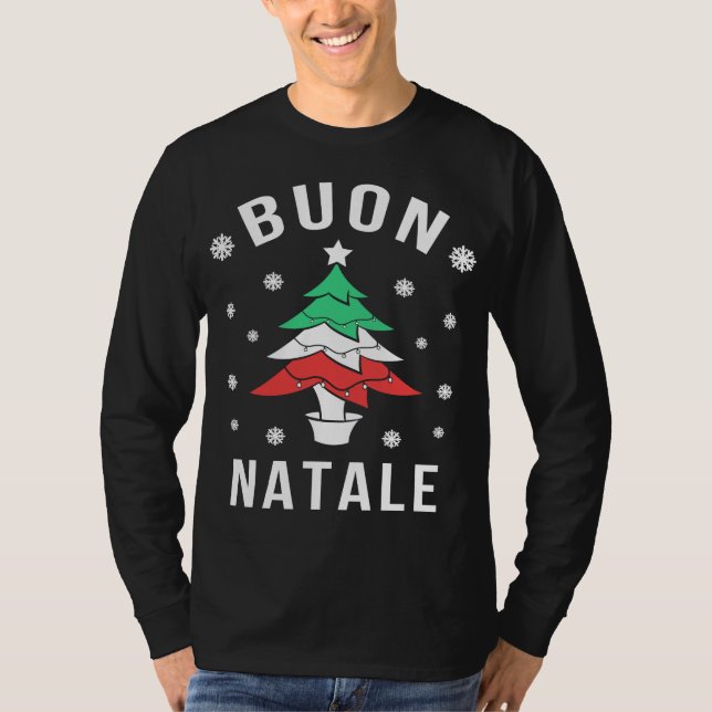 Italian Flag Christmas Tree Buon Natale T-Shirt (Front)