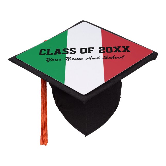Italian flag class of school graduation party cap topper (Angled)