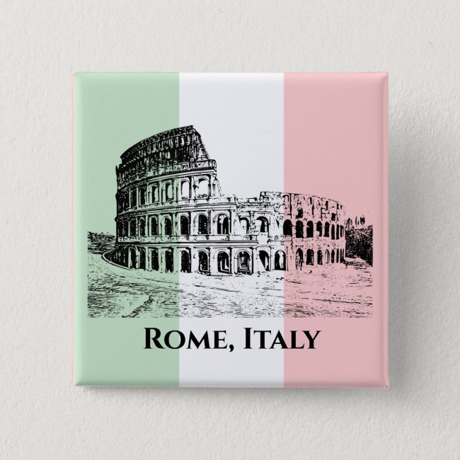 Italian Flag Colors Colosseum Design Button