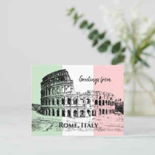 Italian Flag Colors Colosseum Design Postcard
