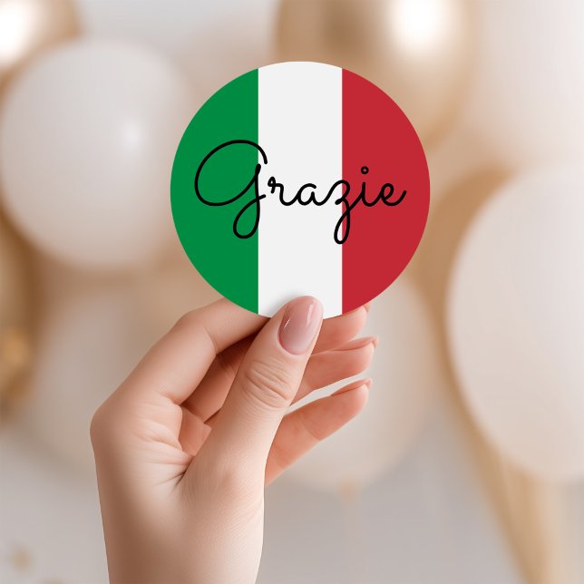 Italian Flag Colors Grazie Classic Round Sticker (Italian Flag Colors Grazie Classic Round Sticker)