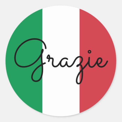 Italian Flag Colors Grazie Classic Round Sticker