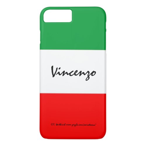 Italian Flag Colors Green White and Red with Name iPhone 8 Plus7 Plus Case