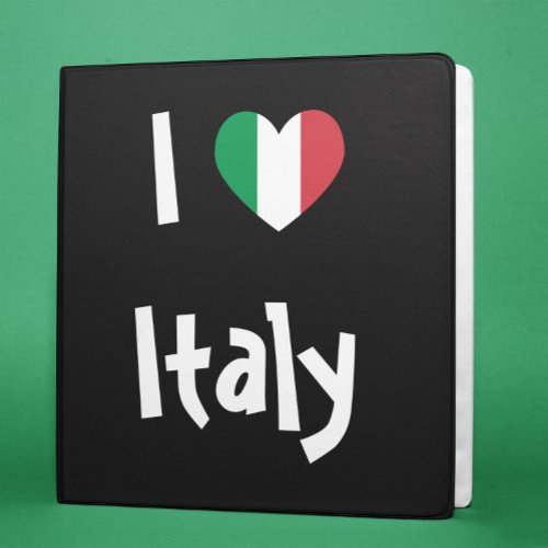 Italian Flag Colors Heart I Love Italy 3 Ring Binder