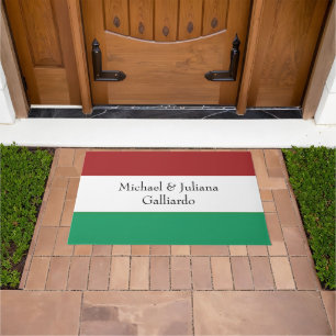Italian Flag Colors Surname Name Custom Doormat
