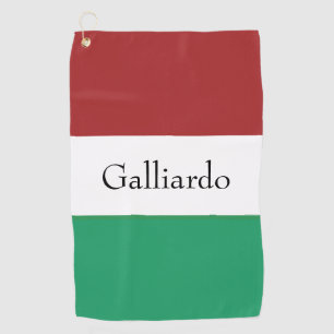 Italian Flag Colors Surname Name Custom Golf Towel