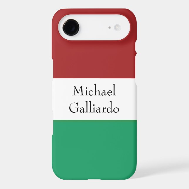 Italian Flag Colors Surname Name Custom  iPhone Case (Back)